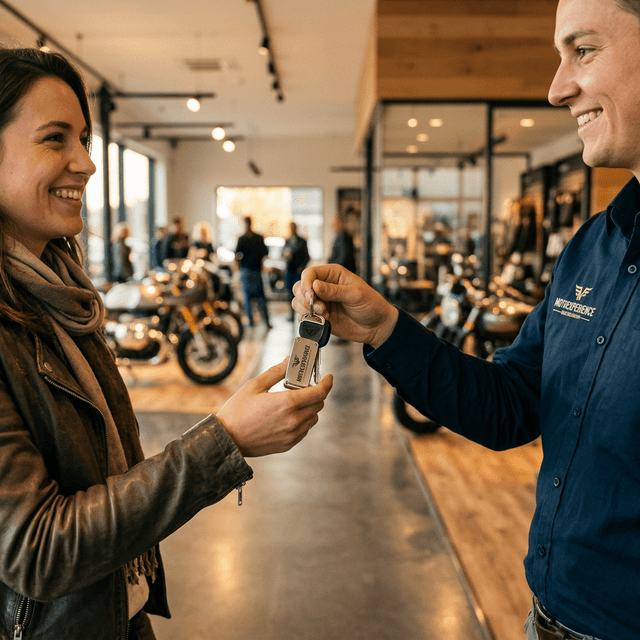 Delivery day happiness with another satisfied rider.